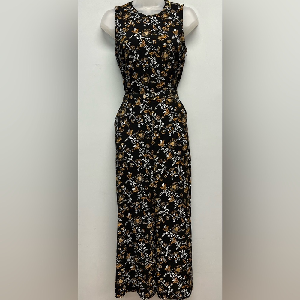 Michael Kors High Neck Belted Floral Jumpsuit Size 4